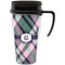 Plaid with Pop Travel Mug with Black Handle - Front