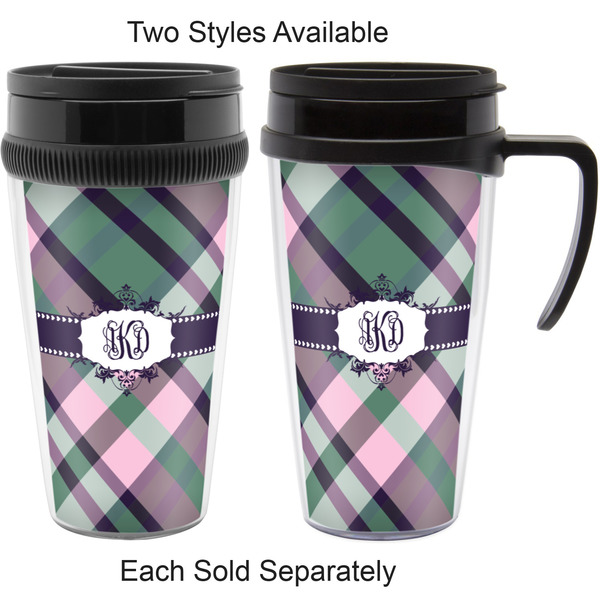Plaid with Pop Travel Mugs - with & without Handle