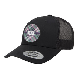 Plaid with Pop Trucker Hat - Black (Personalized)
