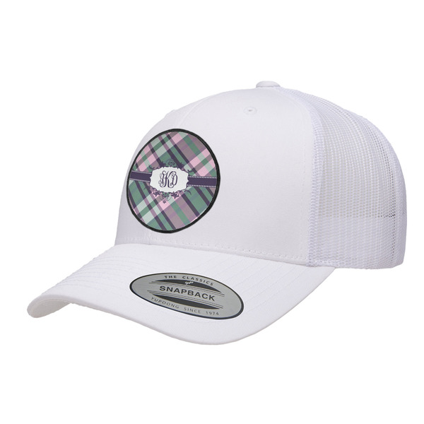 Custom Plaid with Pop Trucker Hat - White (Personalized)