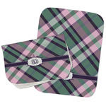Plaid with Pop Burp Cloths - Fleece - Set of 2 w/ Monogram