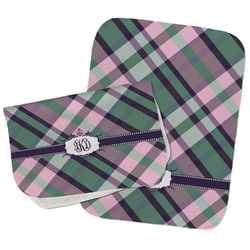 Plaid with Pop Burp Cloths - Fleece - Set of 2 w/ Monogram