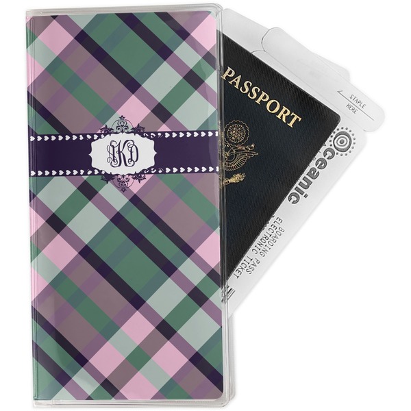 Custom Plaid with Pop Travel Document Holder