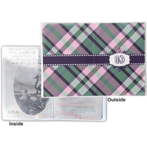 Plaid with Pop Vinyl Passport Holder - Flat Front and Back