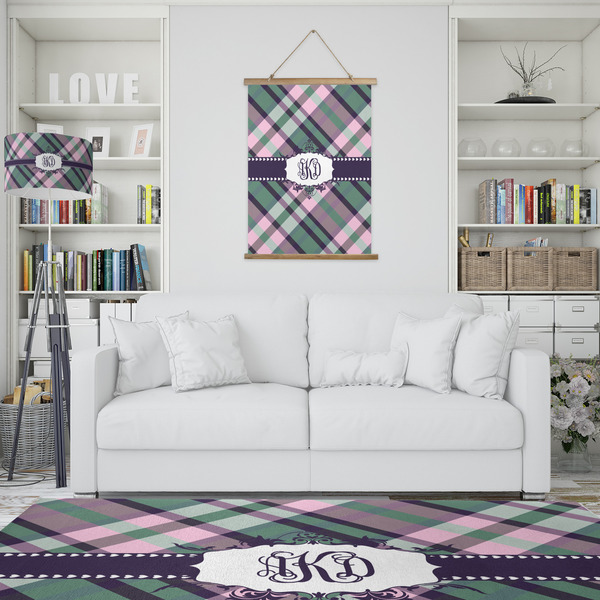 Plaid with Pop Wall Hanging Tapestry - Portrait - IN CONTEXT