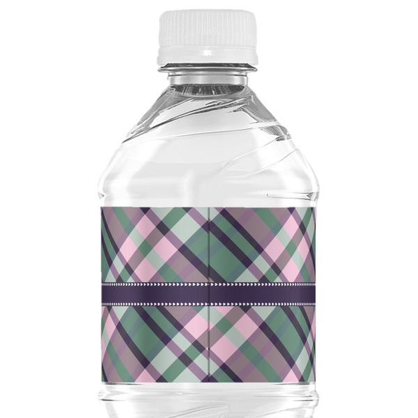 Plaid with Pop Water Bottle Label - Back View