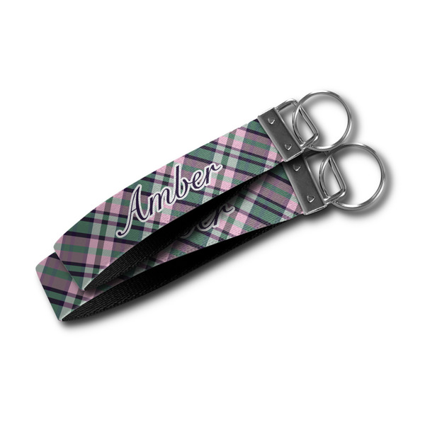 Plaid with Pop Webbing Keychain FOBs - Size Comparison