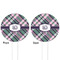 Plaid with Pop White Plastic 4" Food Pick - Round - Double Sided - Front & Back