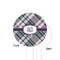 Plaid with Pop White Plastic 4" Food Pick - Round - Single Sided - Front & Back