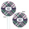 Plaid with Pop White Plastic 5.5" Stir Stick - Double Sided - Round - Front & Back