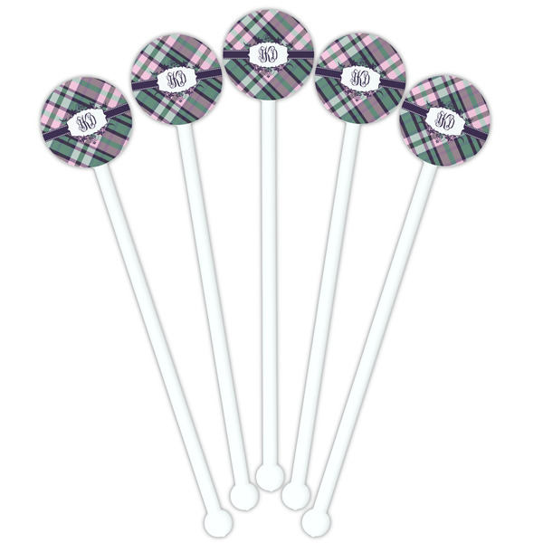 Plaid with Pop White Plastic 5.5" Stir Stick - Fan View