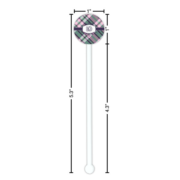 Plaid with Pop White Plastic 5.5" Stir Stick - Round - Dimensions