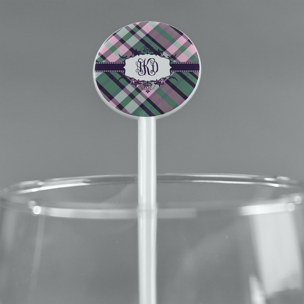 Plaid with Pop White Plastic 5.5" Stir Stick - Round - Main