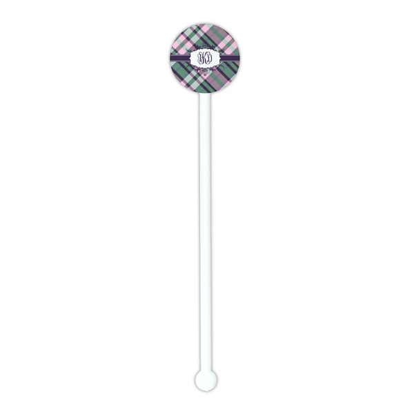 Plaid with Pop White Plastic 5.5" Stir Stick - Round - Single Stick