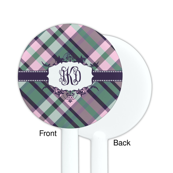 Plaid with Pop White Plastic 5.5" Stir Stick - Single Sided - Round - Front & Back
