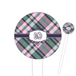 Plaid with Pop Cocktail Picks - Round Plastic (Personalized)