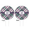 Plaid with Pop White Plastic 6" Food Pick - Round - Double Sided - Front & Back