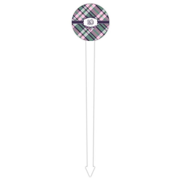 Plaid with Pop White Plastic 6" Food Pick - Round - Single Pick