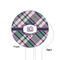 Plaid with Pop White Plastic 6" Food Pick - Round - Single Sided - Front & Back