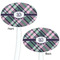 Plaid with Pop White Plastic 7" Stir Stick - Double Sided - Oval - Front & Back