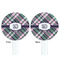 Plaid with Pop White Plastic 7" Stir Stick - Double Sided - Round - Front & Back