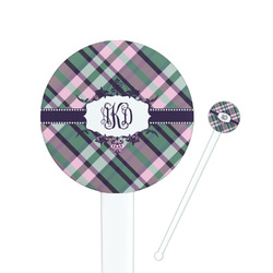 Plaid with Pop 7" Round Plastic Stir Sticks - White - Double Sided (Personalized)