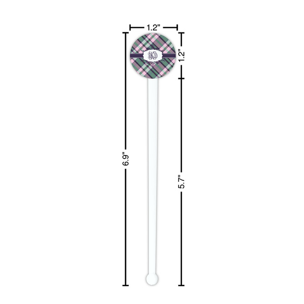 Plaid with Pop White Plastic 7" Stir Stick - Round - Dimensions