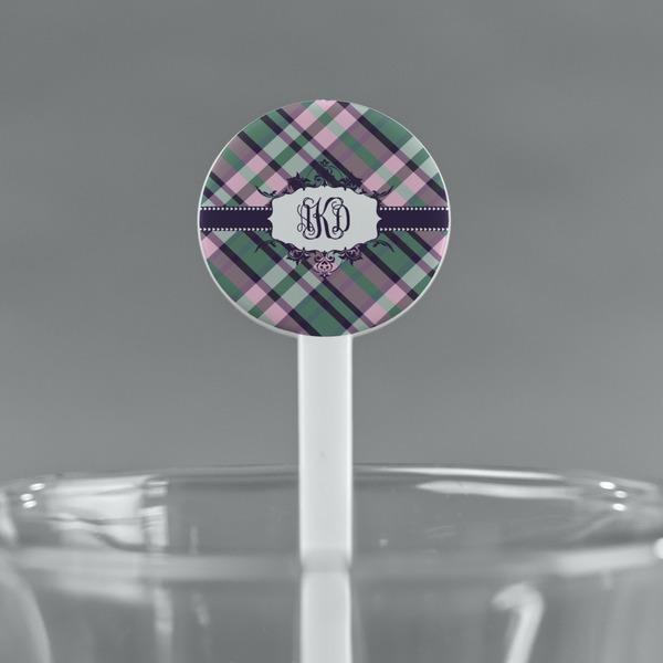 Plaid with Pop White Plastic 7" Stir Stick - Round - Main
