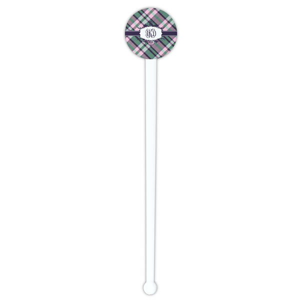 Plaid with Pop White Plastic 7" Stir Stick - Round - Single Stick
