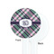Plaid with Pop White Plastic 7" Stir Stick - Single Sided - Round - Front & Back