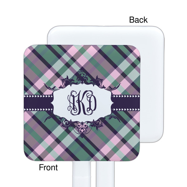 Plaid with Pop White Plastic Stir Stick - Single Sided - Square - Approval