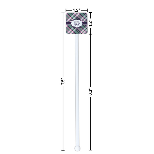 Plaid with Pop White Plastic Stir Stick - Square - Dimensions