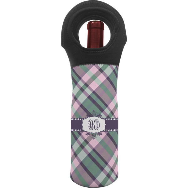 Custom Plaid with Pop Wine Tote Bag (Personalized)