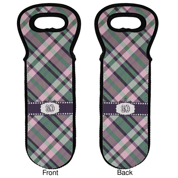 Plaid with Pop Wine Tote Front & Back