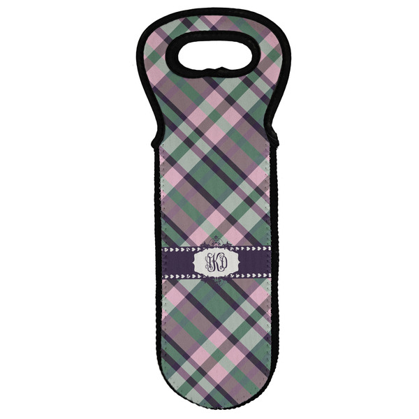 Custom Plaid with Pop Wine Tote Bag (Personalized)