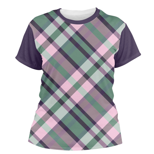 Custom Plaid with Pop Women's Crew T-Shirt - Large