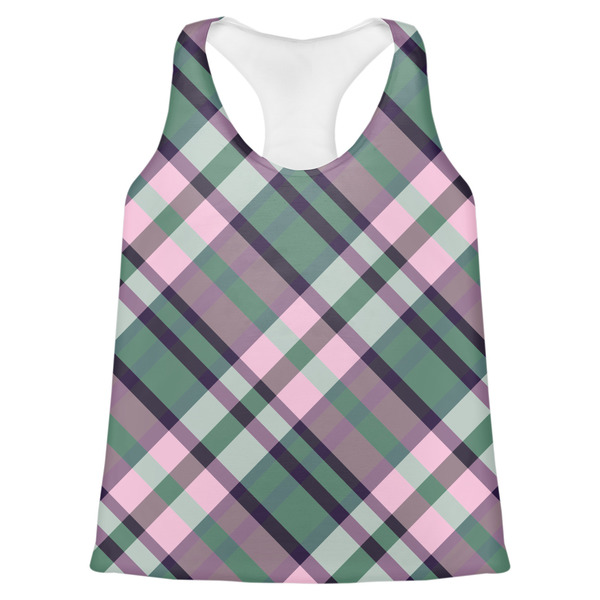 Custom Plaid with Pop Womens Racerback Tank Top - X Large