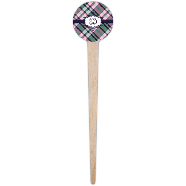 Plaid with Pop Wooden 4" Food Pick - Round - Single Pick