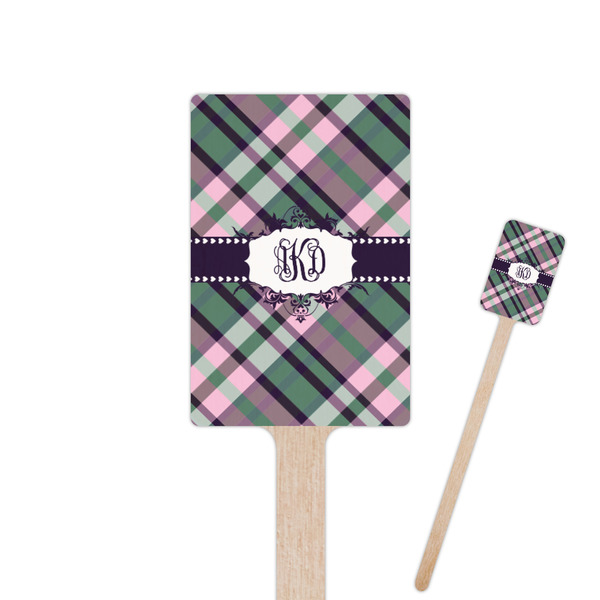 Custom Plaid with Pop 6.25" Rectangle Wooden Stir Sticks - Single Sided (Personalized)