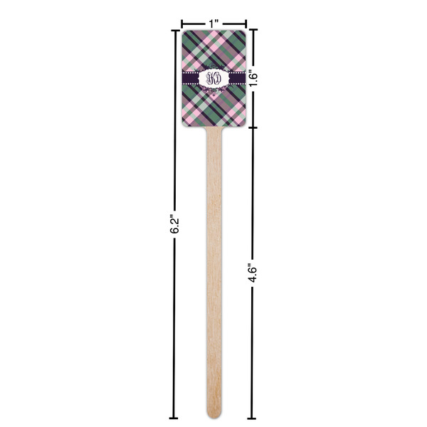 Plaid with Pop Wooden 6.25" Stir Stick - Rectangular - Dimensions