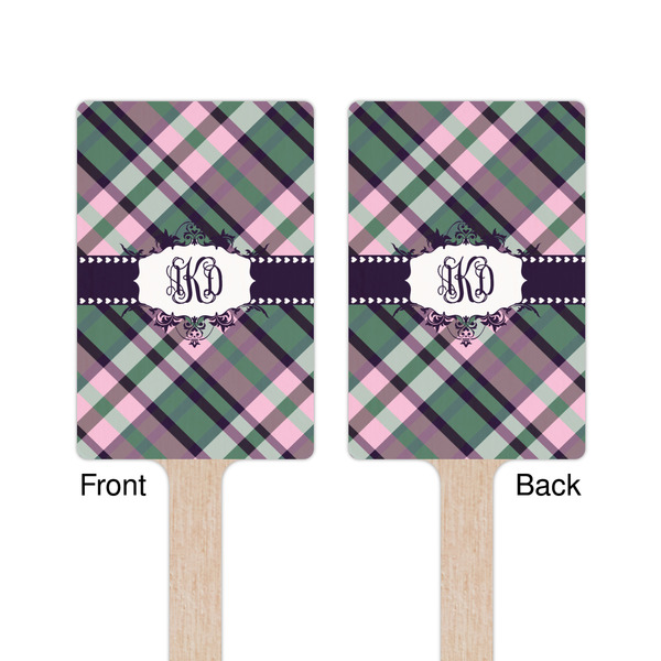 Plaid with Pop Wooden 6.25" Stir Stick - Rectangular - Double Sided - Front & Back