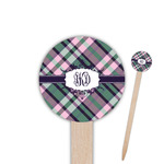 Plaid with Pop Round Wooden Food Picks (Personalized)