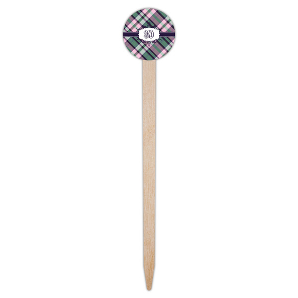 Plaid with Pop Wooden 6" Food Pick - Round - Single Pick