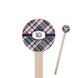 Plaid with Pop 6" Round Wooden Stir Sticks - Double Sided (Personalized)