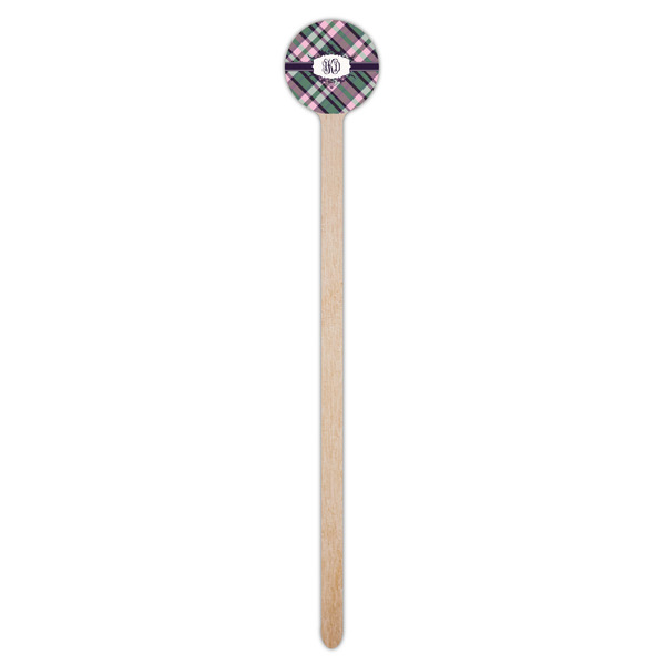 Plaid with Pop Wooden 7.5" Stir Stick - Round - Single Stick