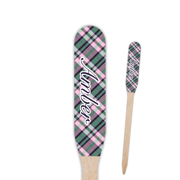 Custom Plaid with Pop Paddle Wooden Food Picks - Single Sided (Personalized)