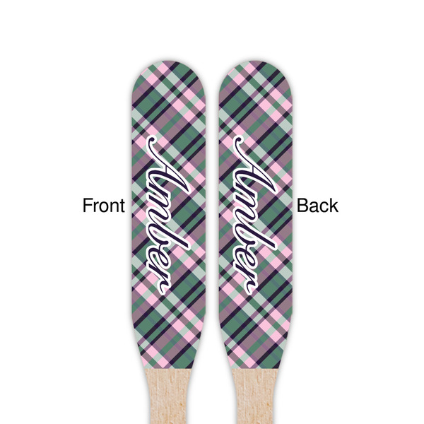 Plaid with Pop Wooden Food Pick - Paddle - Double Sided - Front & Back