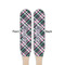 Plaid with Pop Wooden Food Pick - Paddle - Double Sided - Front & Back