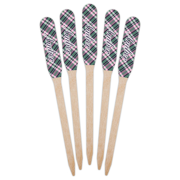 Plaid with Pop Wooden Food Pick - Paddle - Fan View