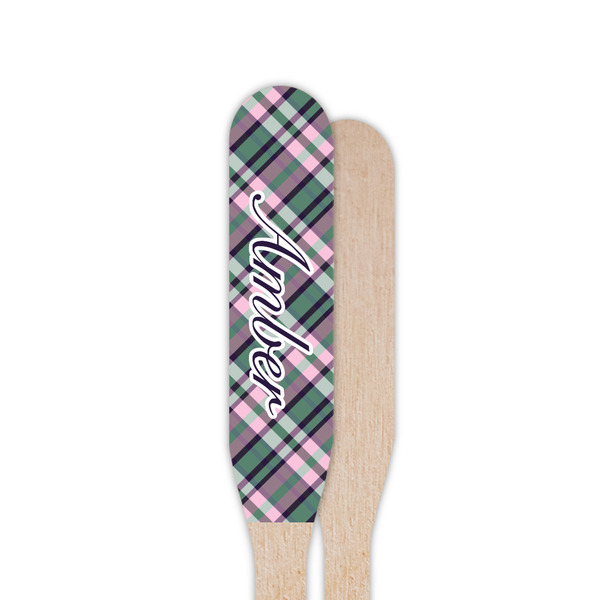 Plaid with Pop Wooden Food Pick - Paddle - Single Sided - Front & Back